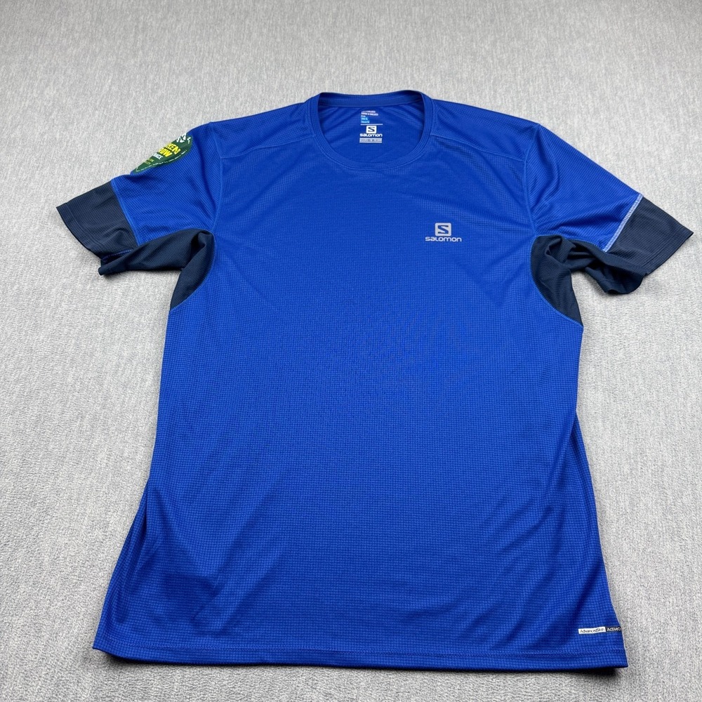 Salomon Shirt Men Large Blue Advanced Skin Active Dry Running Cycling Athletic